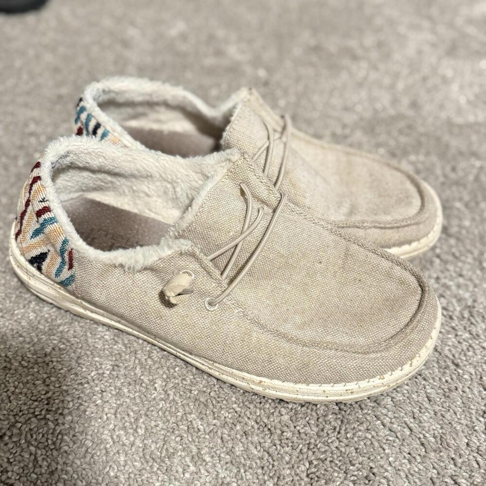 Hey Dude Wendy Funk Wool Shoes Slip On Gray Western Aztec Size 9